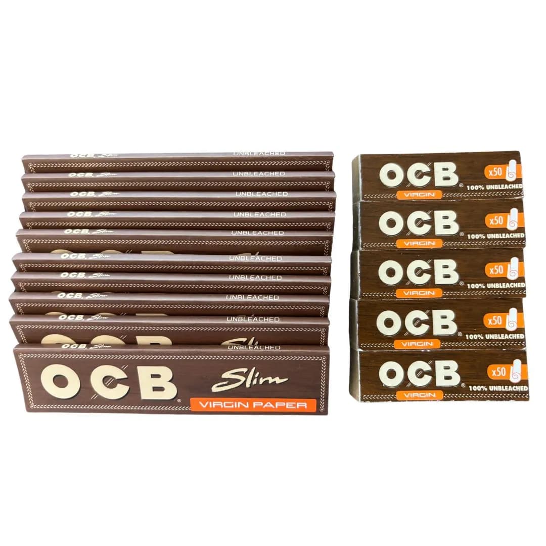 10 OCB Virgin Kingsize Rolling Papers & 5 OCB Tips Booklets