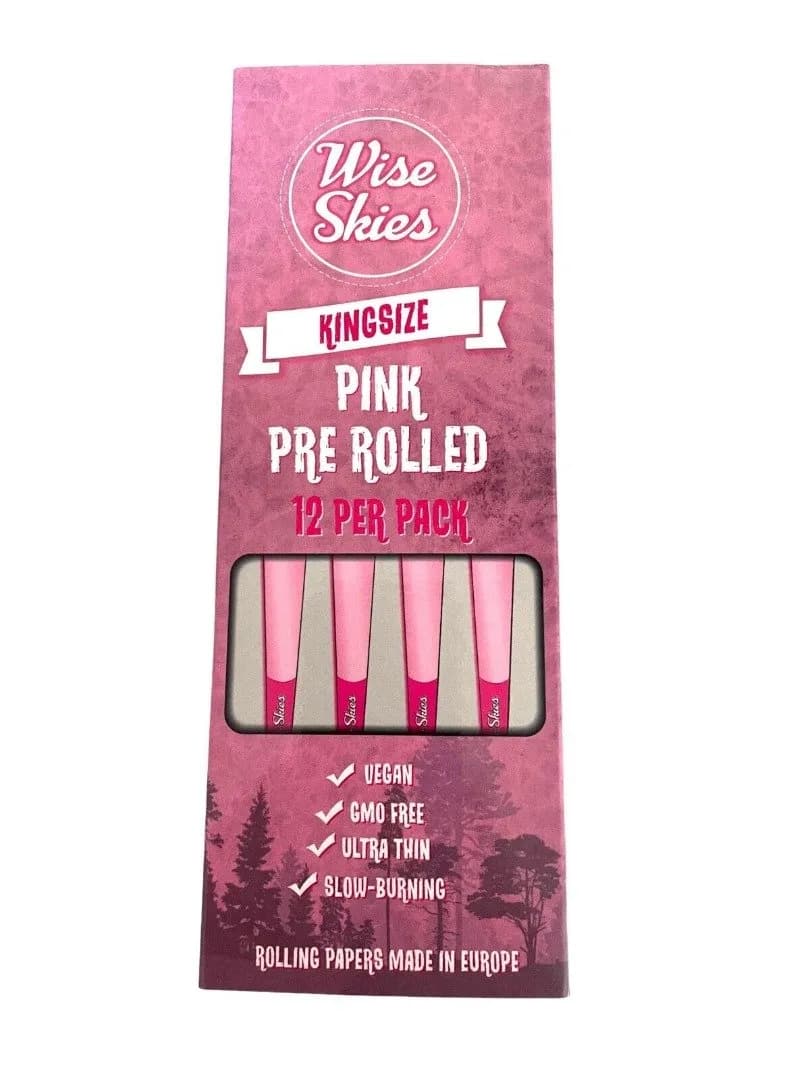12 Pack Wise SKies Pink Kingsize Pre Rolled Cones