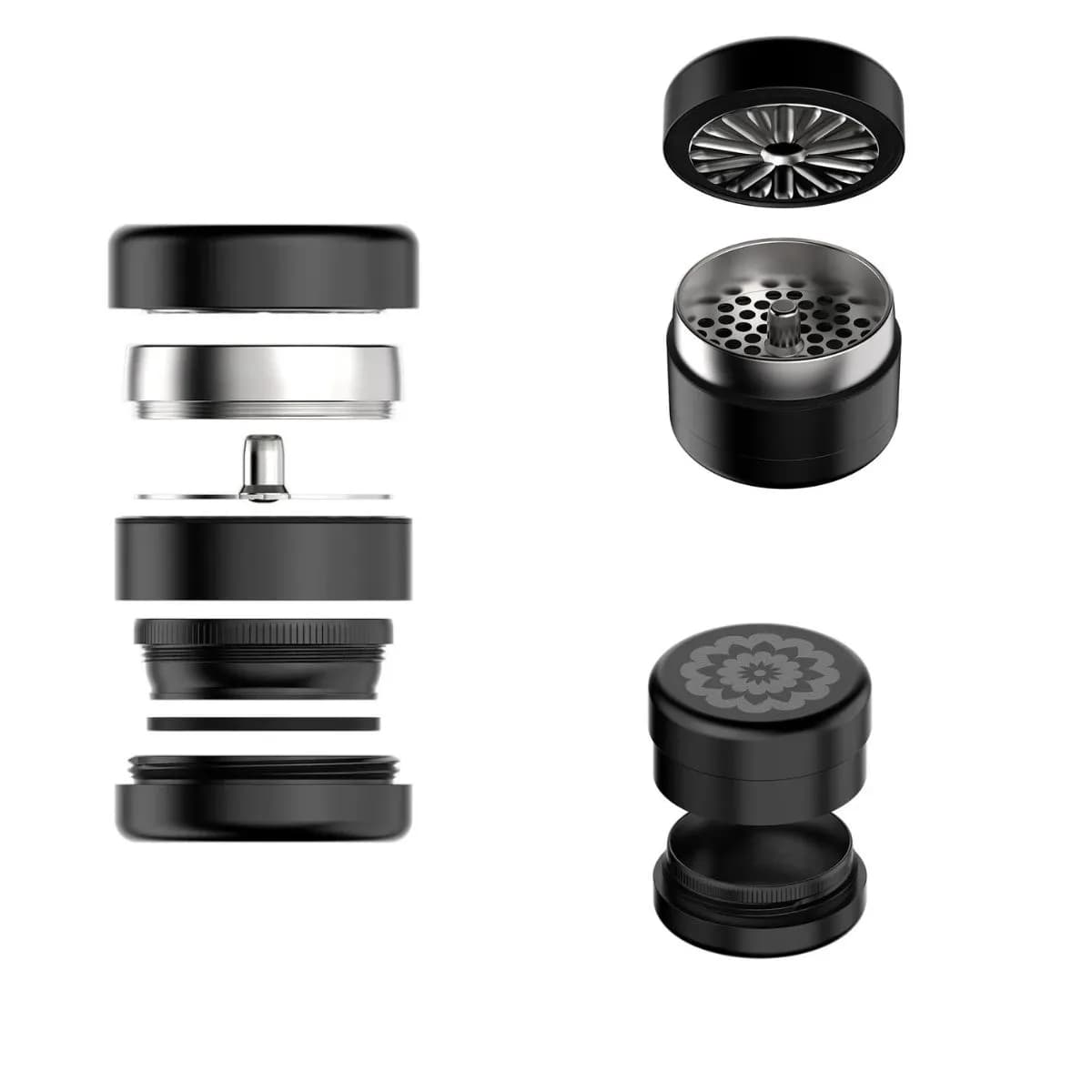 Flower Mill Next Gen Premium 2.5" Edition – Stainless Steel Series - Black