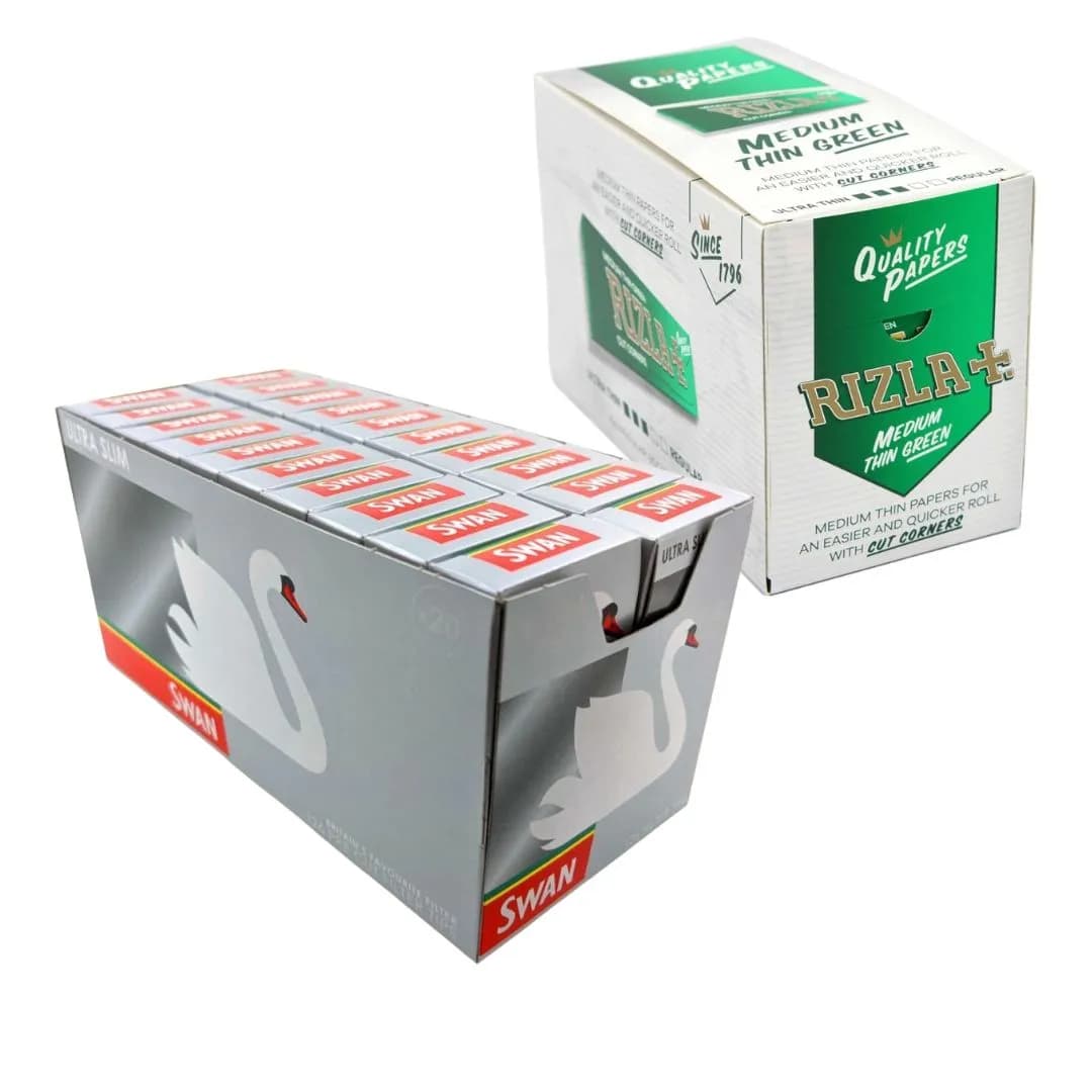 Full Box Of Rizla Green and Full Box Of Swan Ultra Slim