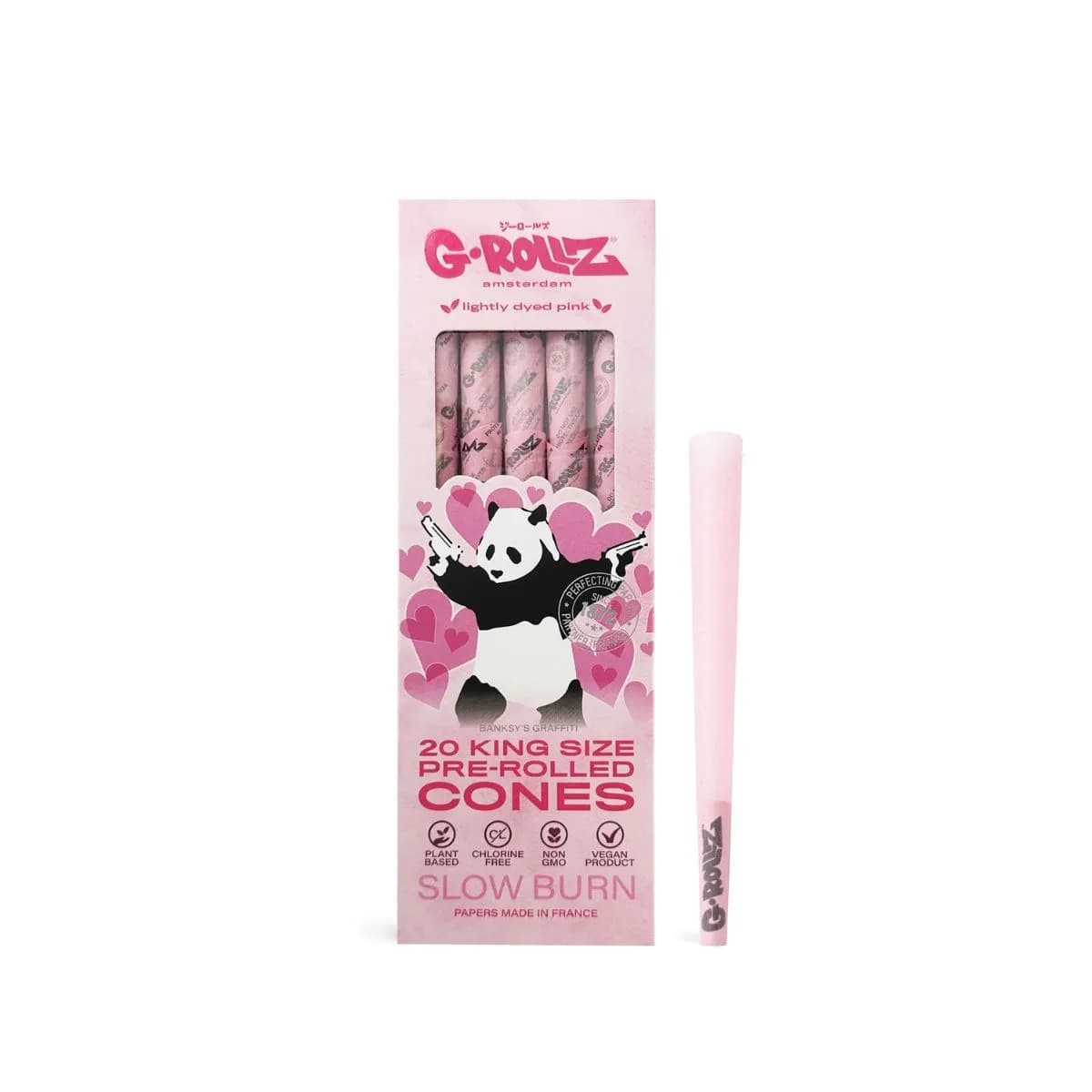 G-Rollz Banksy’s Graffiti Pink King Size Pre-Rolled Cones (20-Pack) – Lightly Dyed & Organic