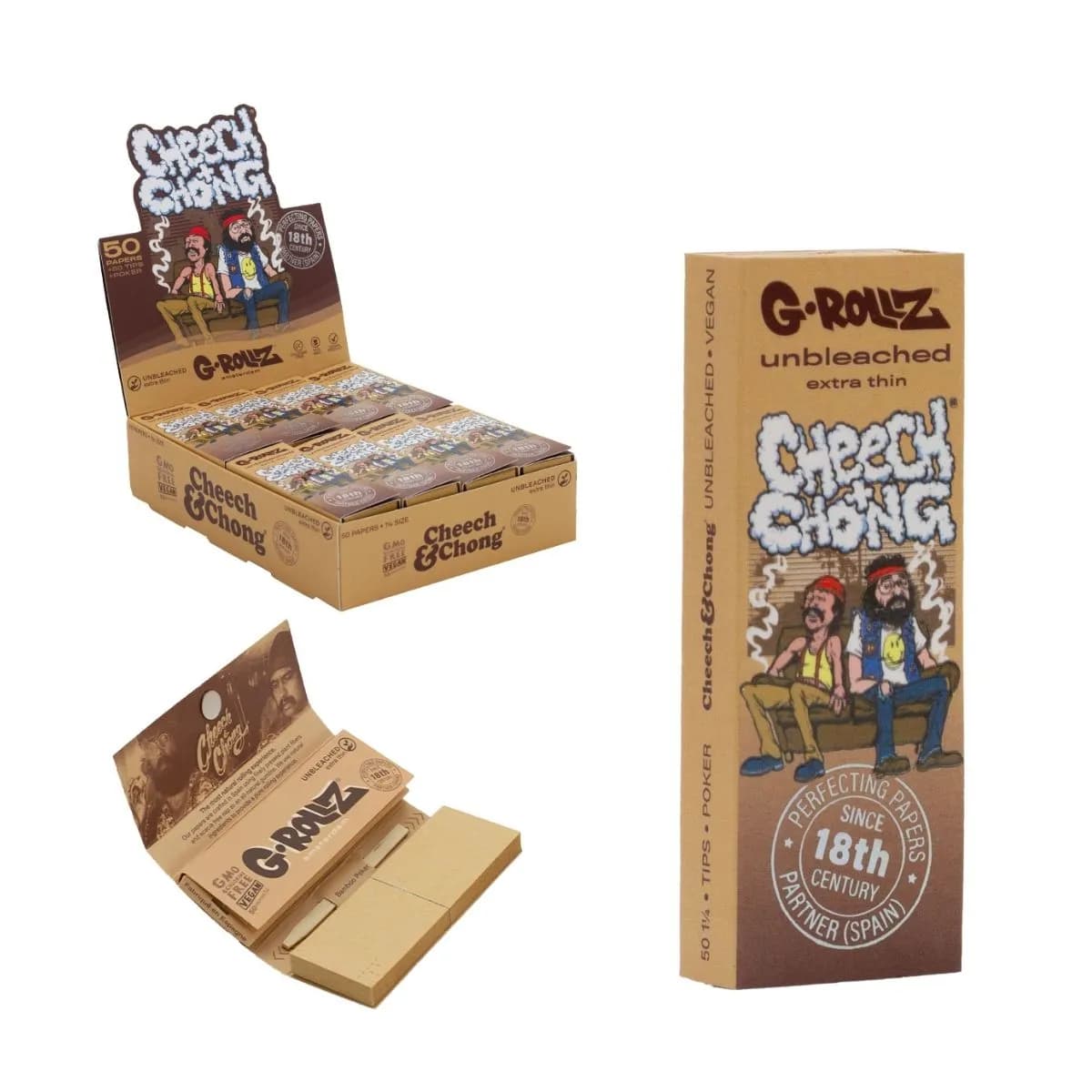 G-Rollz Cheech & Chong™ "In Da Chair" 1 1/4 Unbleached Rolling Papers & Tips