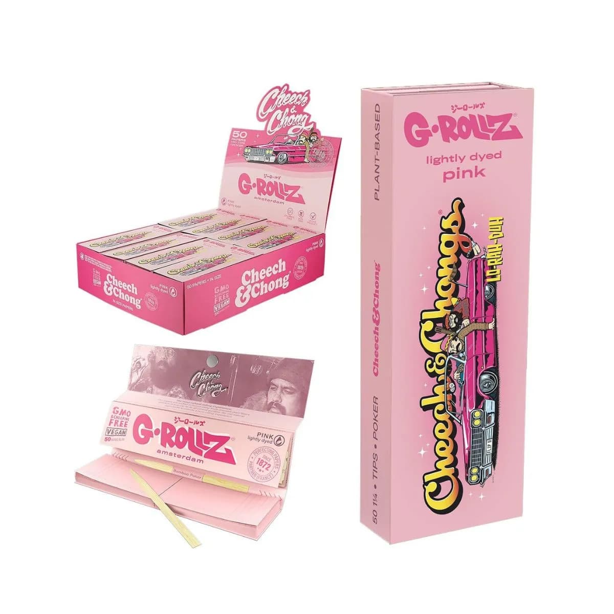 G-Rollz Cheech & Chong™ “Lowrider” Pink 1¼ Papers + Tips