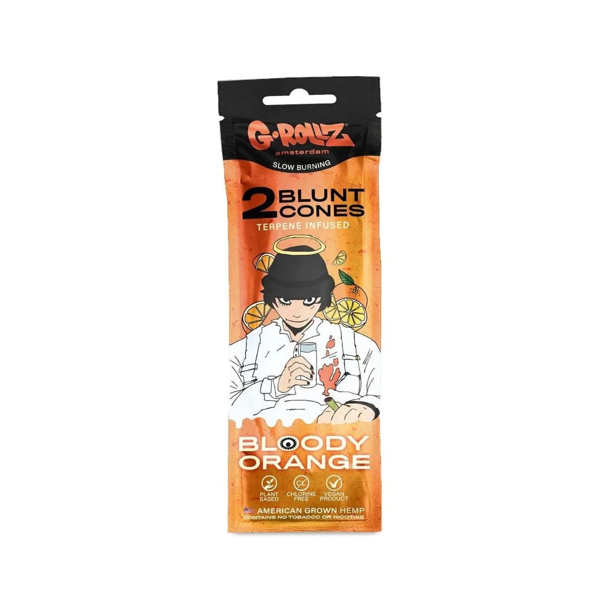 G-Rollz Hemp Cones Bloody Orange Terpene Infused Flavoured (2 Per Pack)