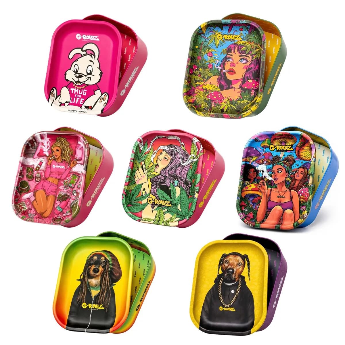G-Rollz Medium Storage Tin & Rolling Tray Lid Combo (17x13x7cm) | 7 Exclusive Designs