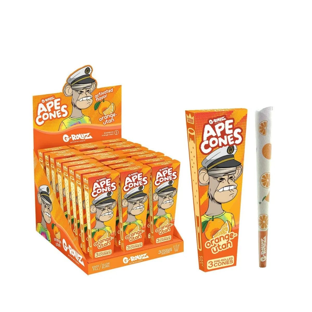 G-Rollz Orange Utan Ape Cones – 3 Pop Cones Per Pack