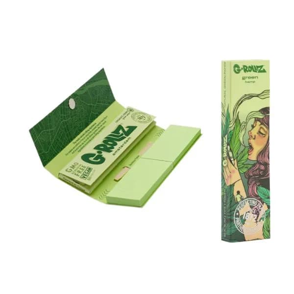 G-Rollz Organic Green Hemp - Mushroom Lady - King Size Slim Papers + Tips
