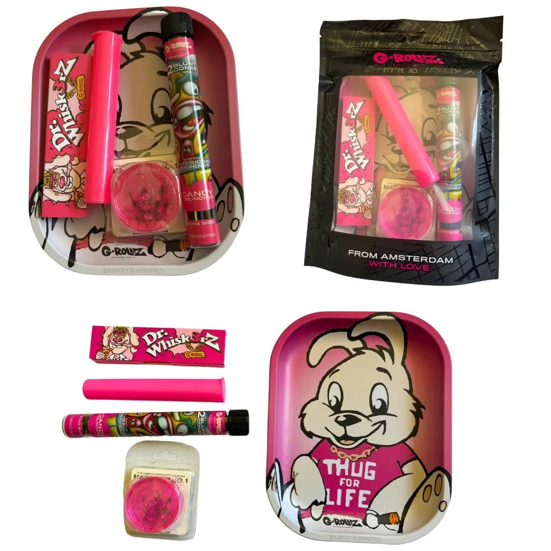 G-Rollz Small Pink Gift Set - Tray - Grinder - Papers + More