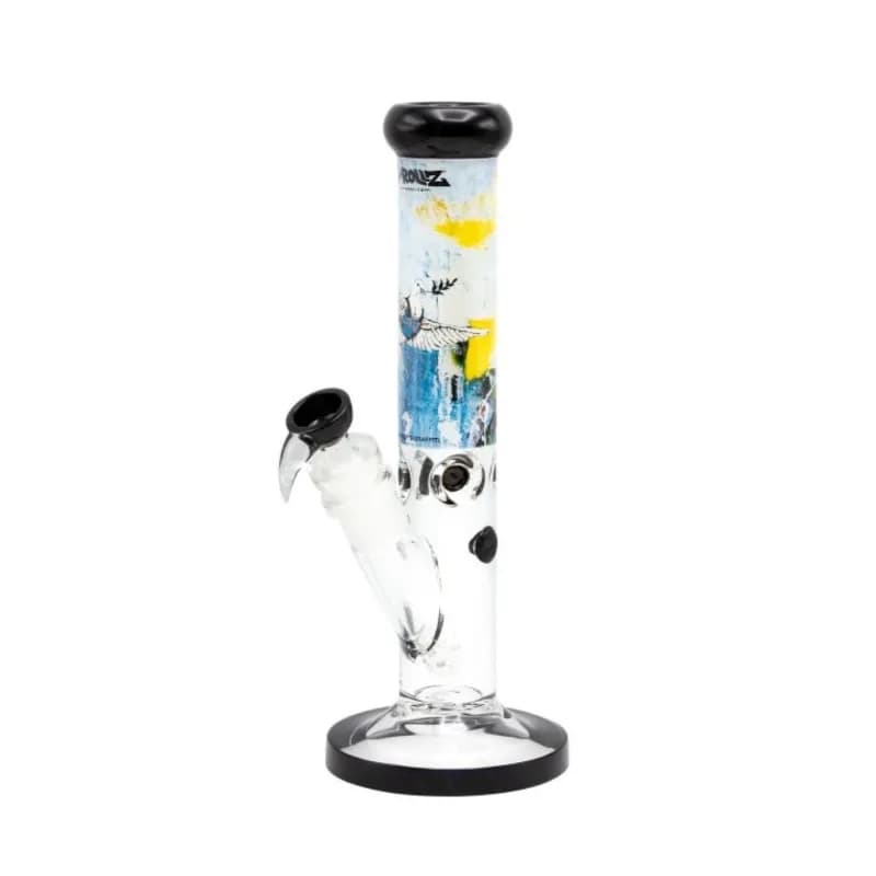 G-Rollz Banksy’s Graffiti Bulletproof Dove Straight Bong White 35cm – Ice Catcher & Chillum