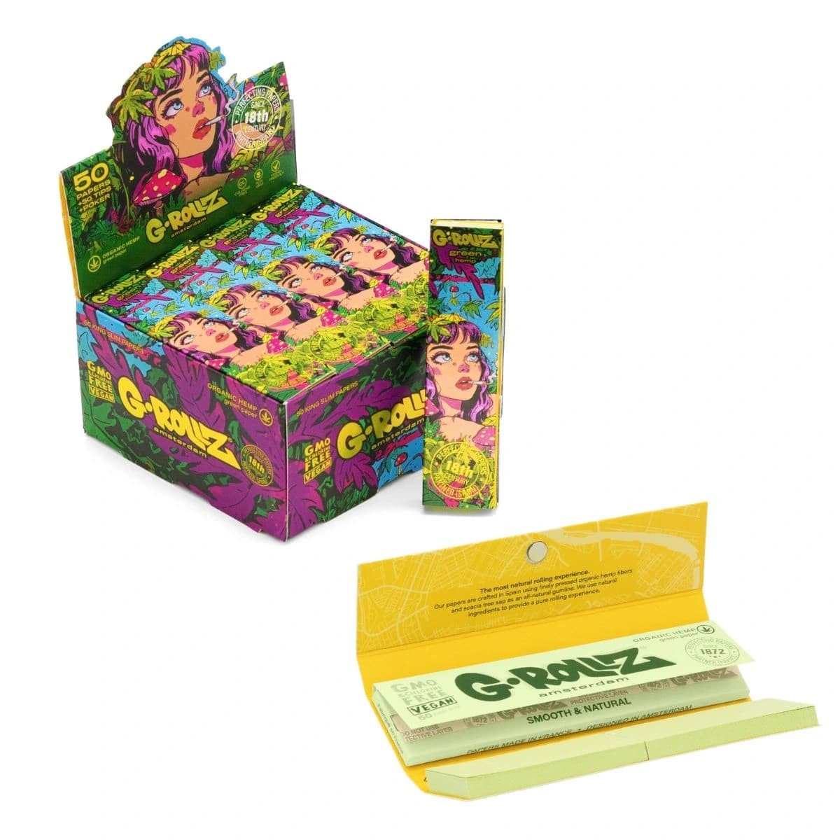 G-Rollz 'Jungle' 50 King Size Green Papers + Tips