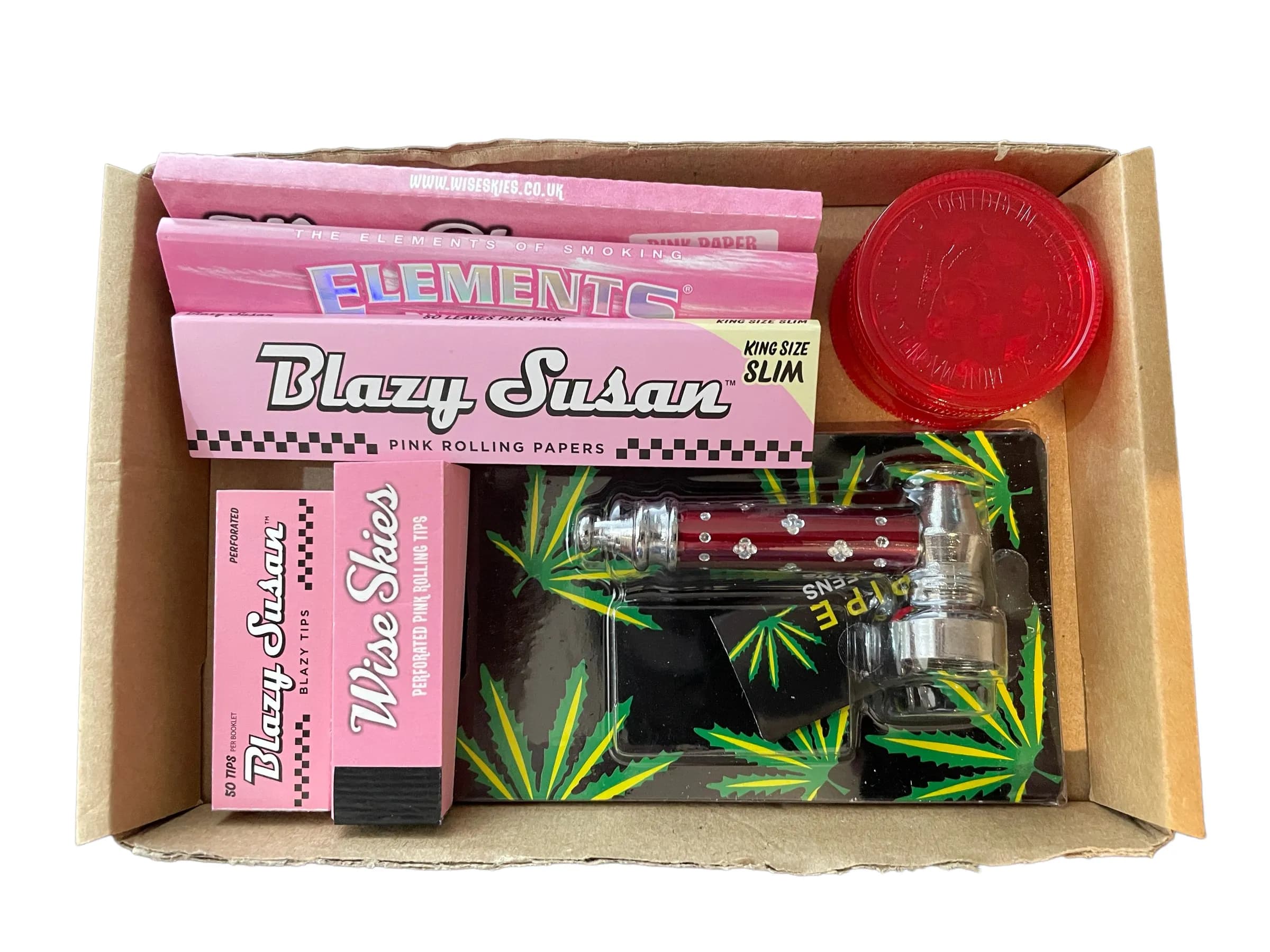 Pink Kingsize Papers Rolling Gift Set - Papers Tips Grinder Pipe