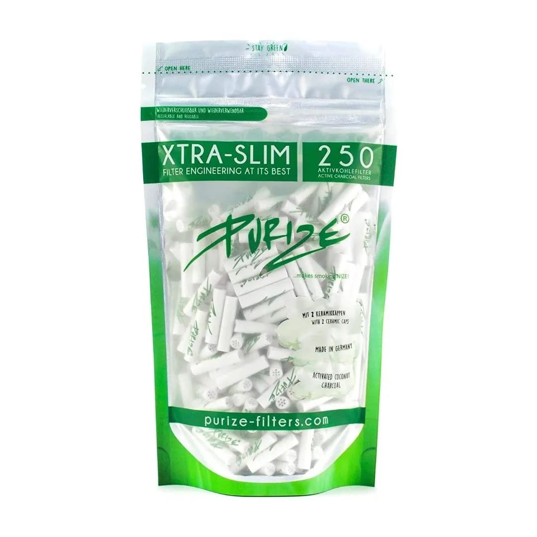 Purize 250 Carbon Activated Extra Slim Filter Tips Roach - White