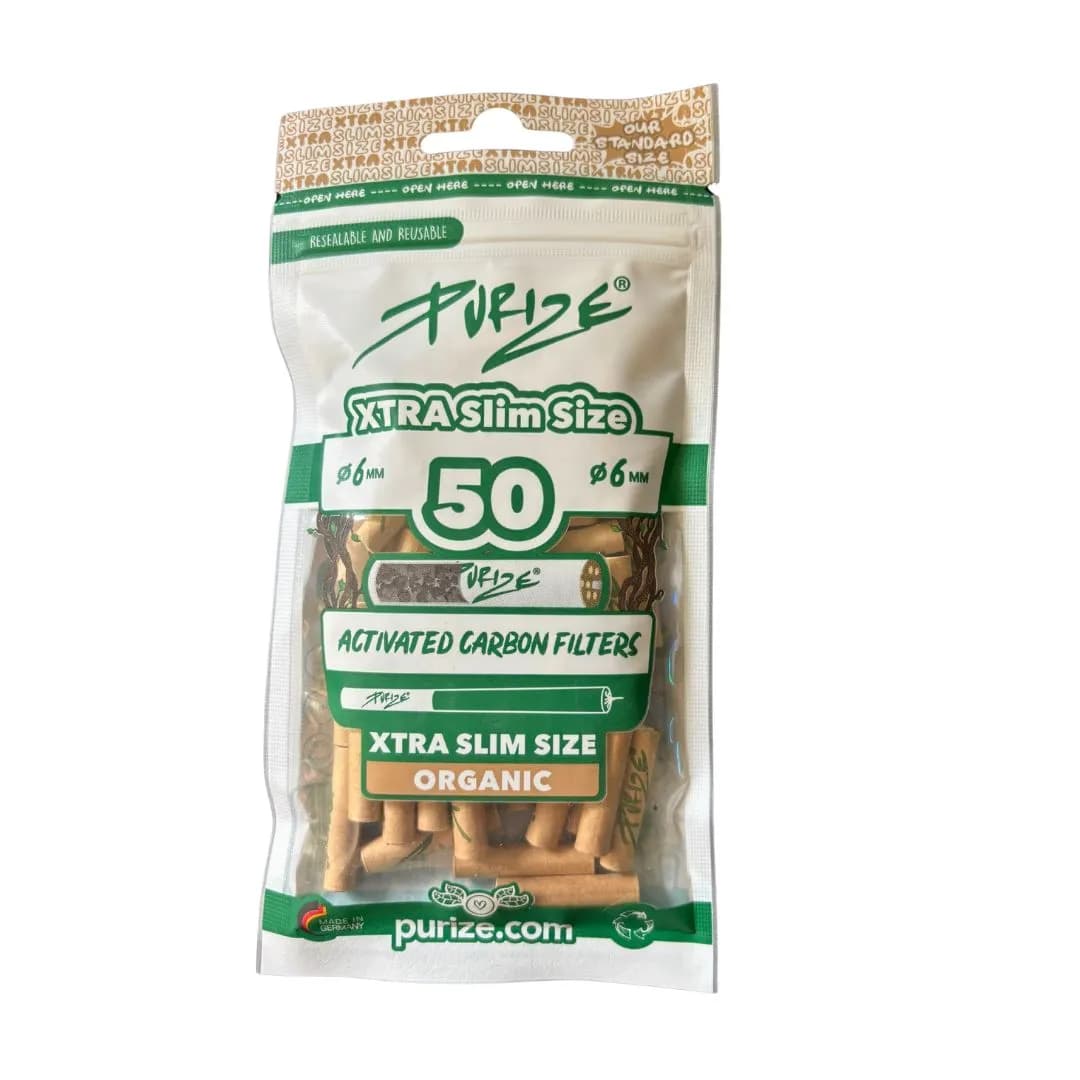 Purize 50 Carbon Activated Extra Slim Filter Tips Roach - Organic