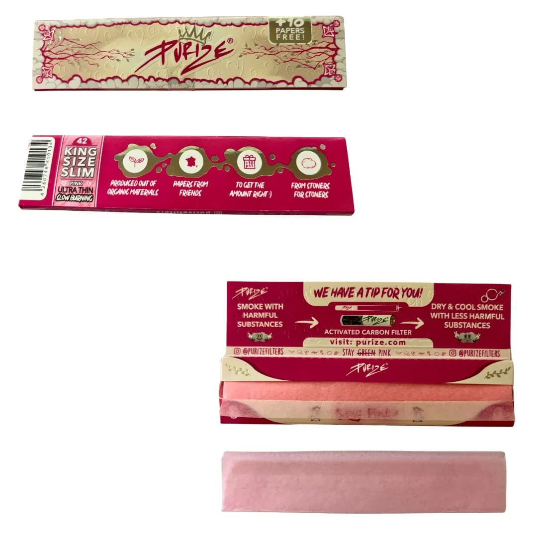 Purize Kingsize Slim Pink Long Rolling Papers