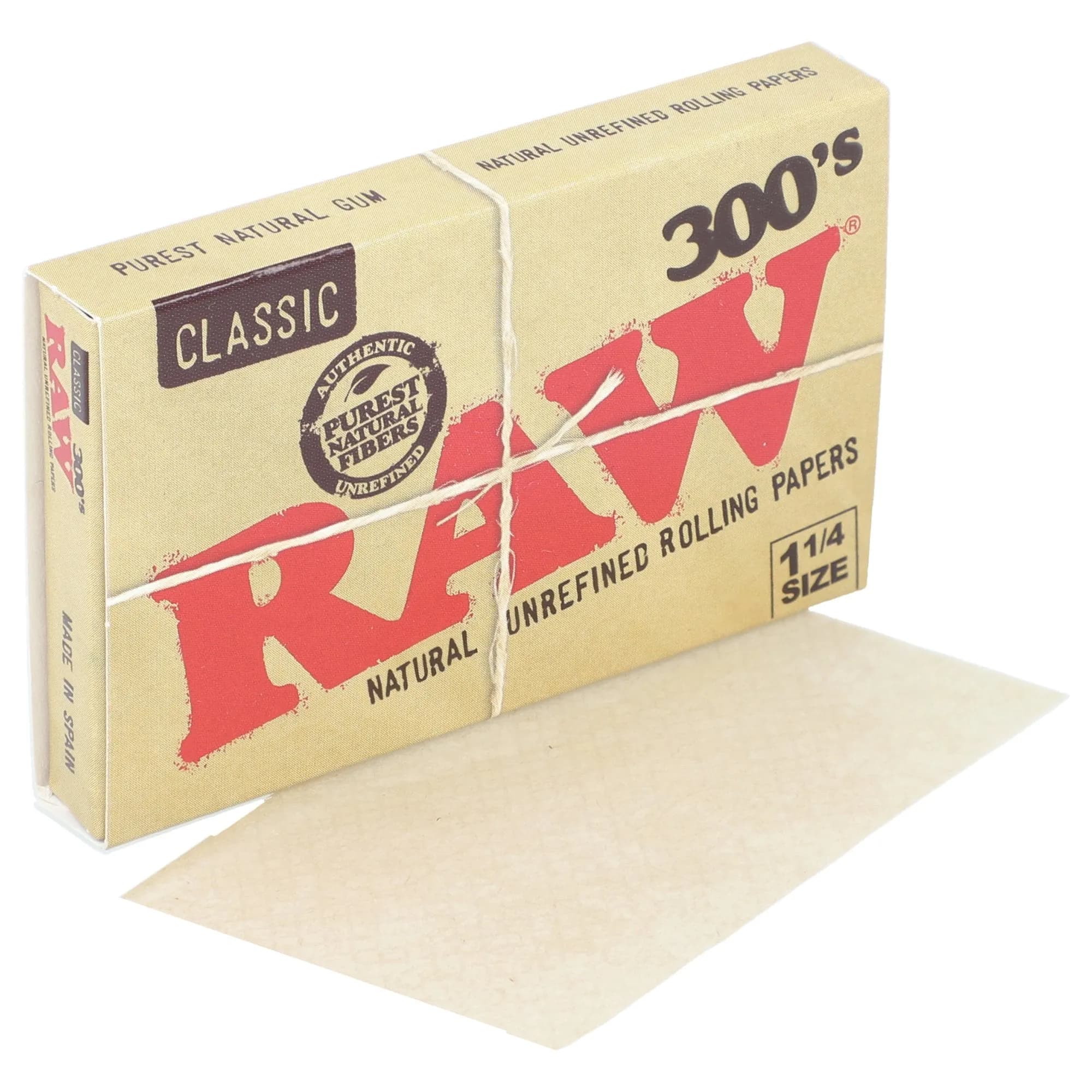 Raw 1 1/4 Size Regular Rolling Papers Creaseless 300 Papers Per Box