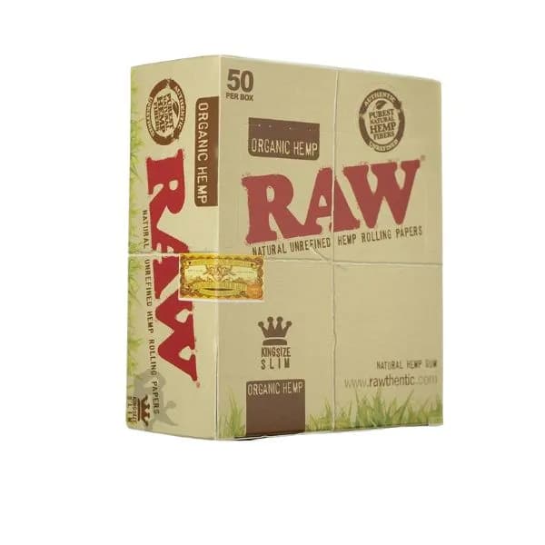 RAW Kingsize Organic Slim Rolling Papers - Full Sealed Box 50 Booklets