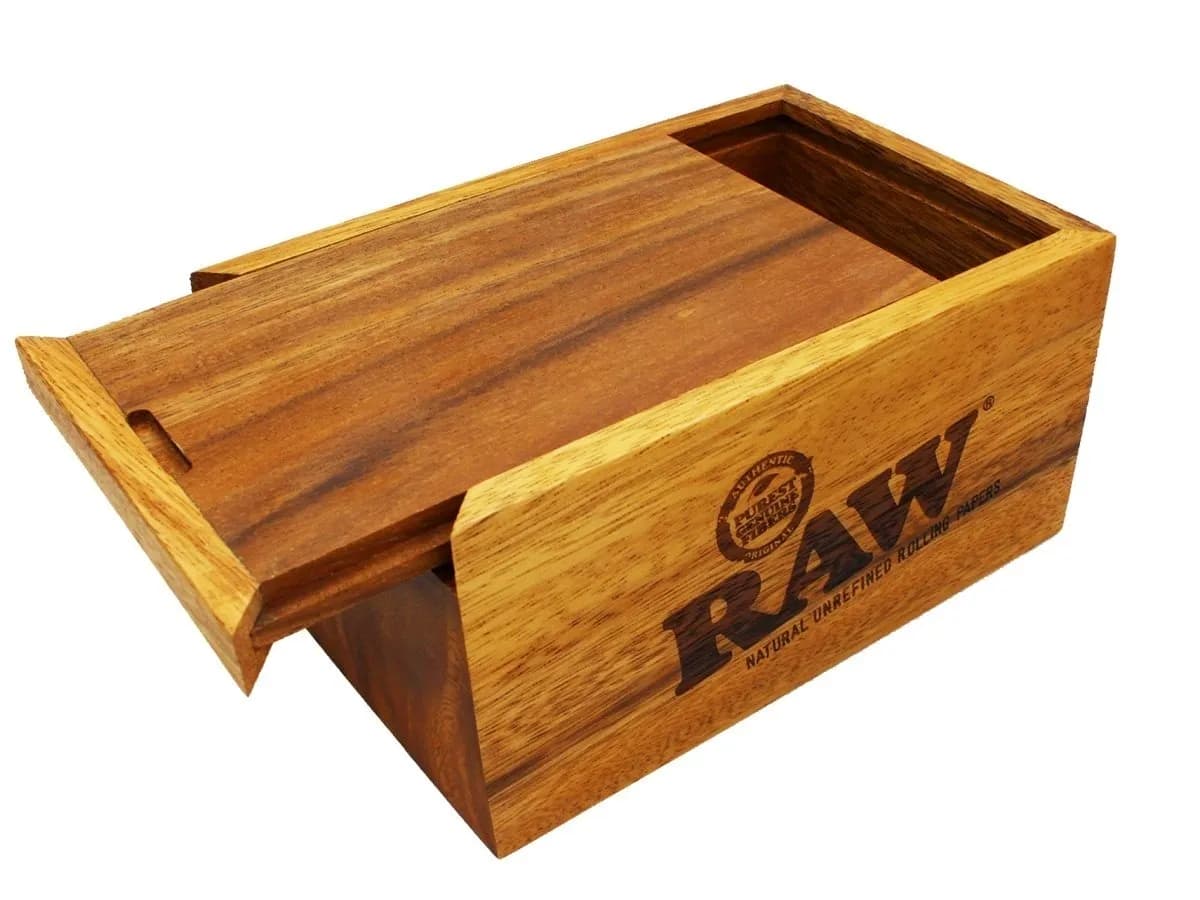 RAW Large Wooden Storage Box - With Sliding Lid