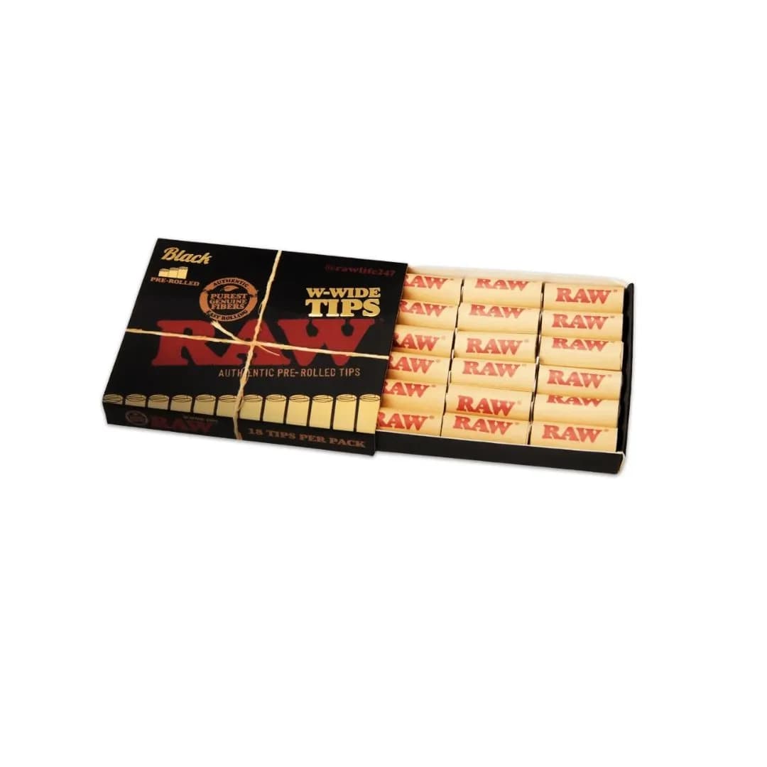 RAW Pre-Rolled Black Wide Roach Tips