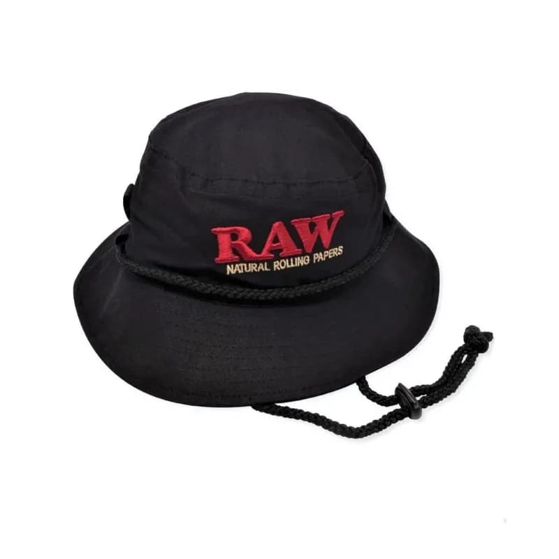 RAW Black Bucket Hat With Drawstring