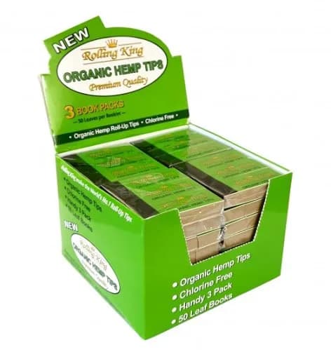 Rolling King Organic Hemp Rolling Tips 3 x Booklets