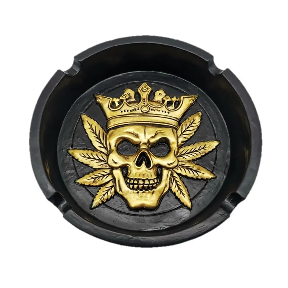 Skull King Ashtray Black And Gold - Resin Ashtray