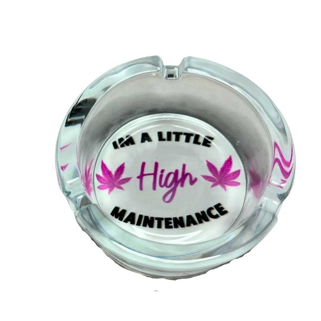 Wise Skies High Maintenance White Glass Ashtray