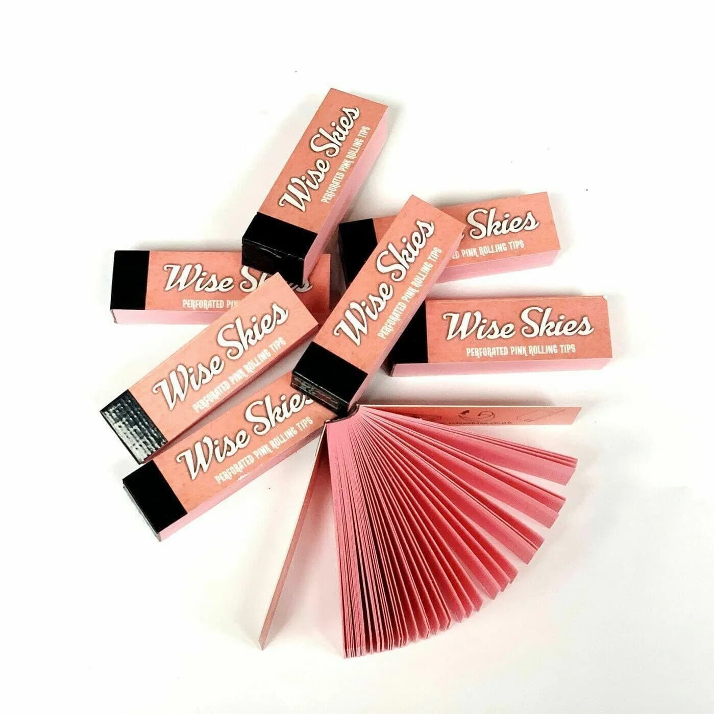 Wise Skies Pink Premium Rolling Tips Roach Card Filter Tips Natural